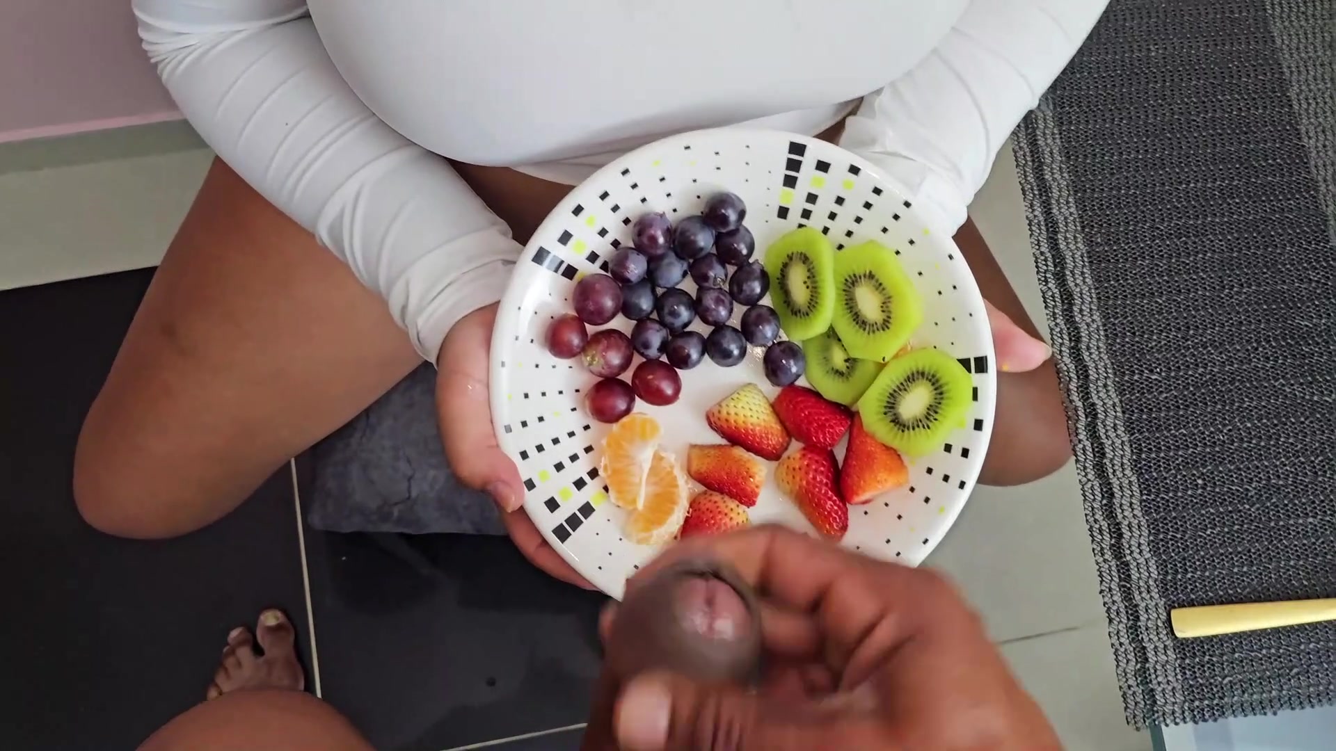 Fruit salad with cream - free porn video
