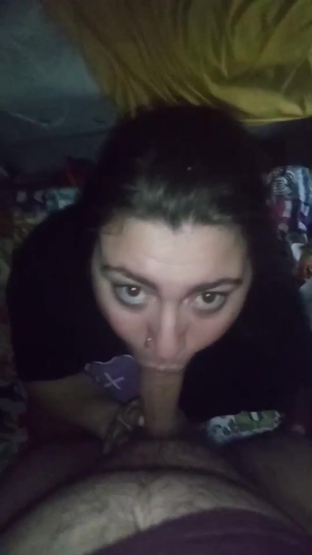 Goth gf sucking small dick - free porn video