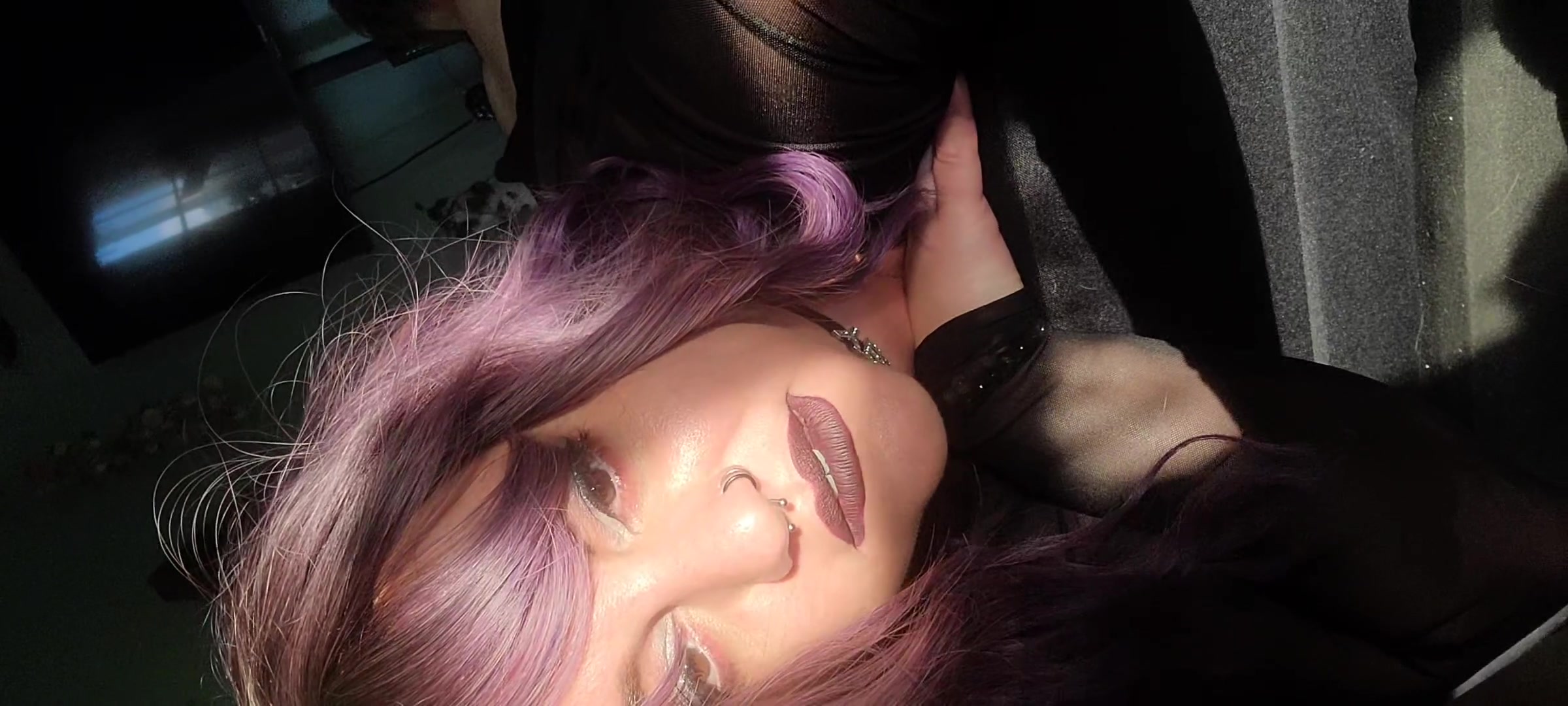 Eating his fave goth pussy from the back - free porn video