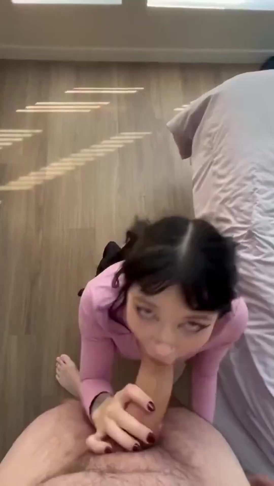 BWC addicted goth slut takes every last drop - free porn video