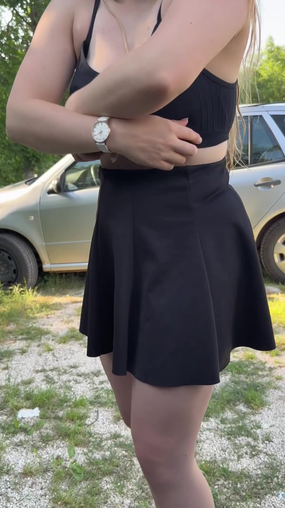 getting changed in a public parking lot - free porn video