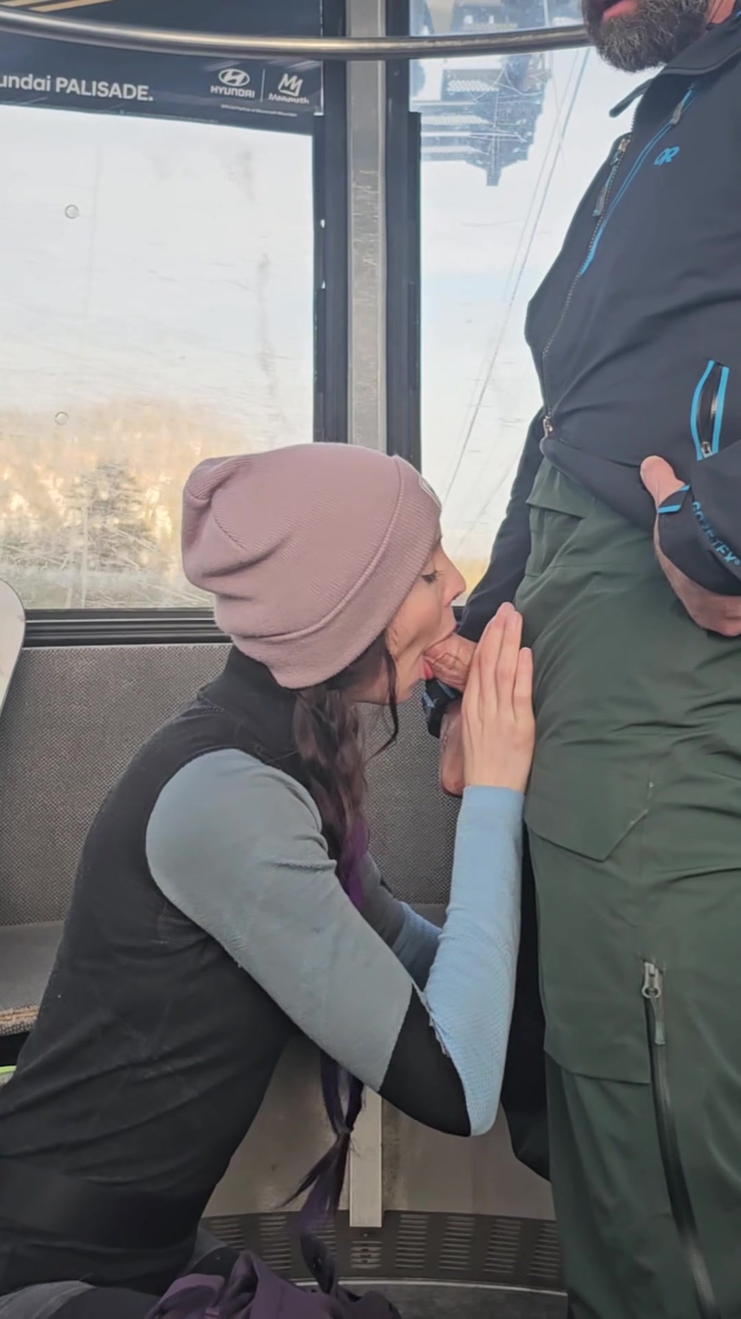 Late season gondola blowjobs where everyone can see - free porn video