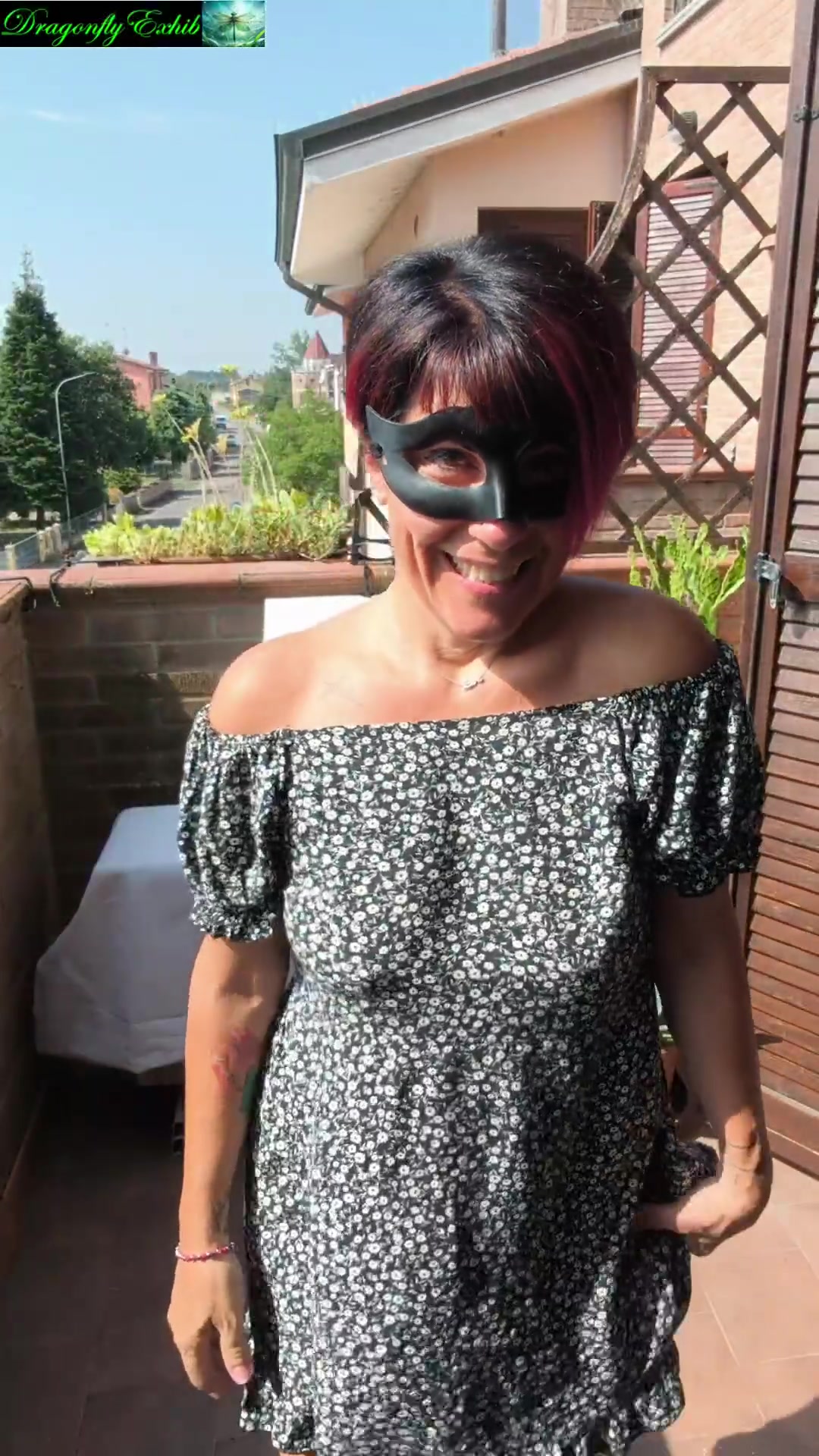 Striptease on balcony with dedication to a fan - free porn video