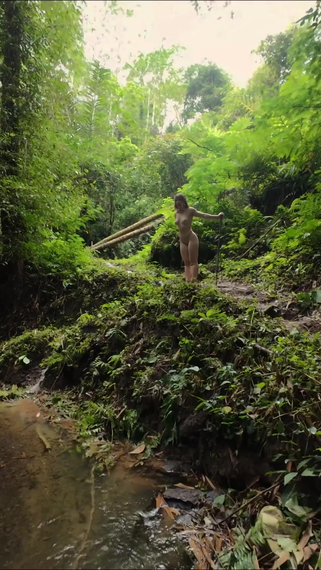 Naked hike in the secret jungle - free porn video
