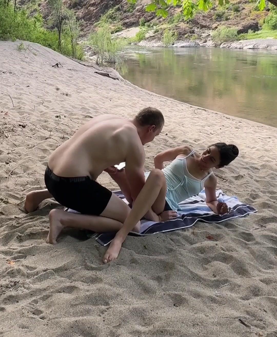 Licking me right next to the river is so naughty - free porn video