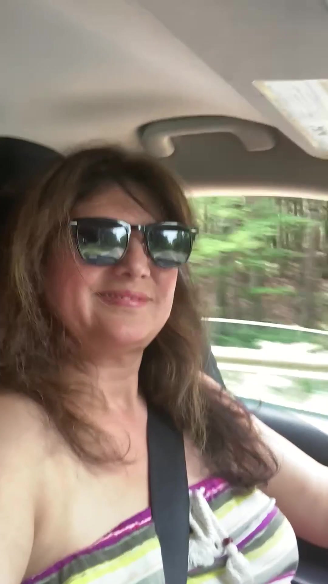 [F] Dared to get my tits out while driving - free porn video