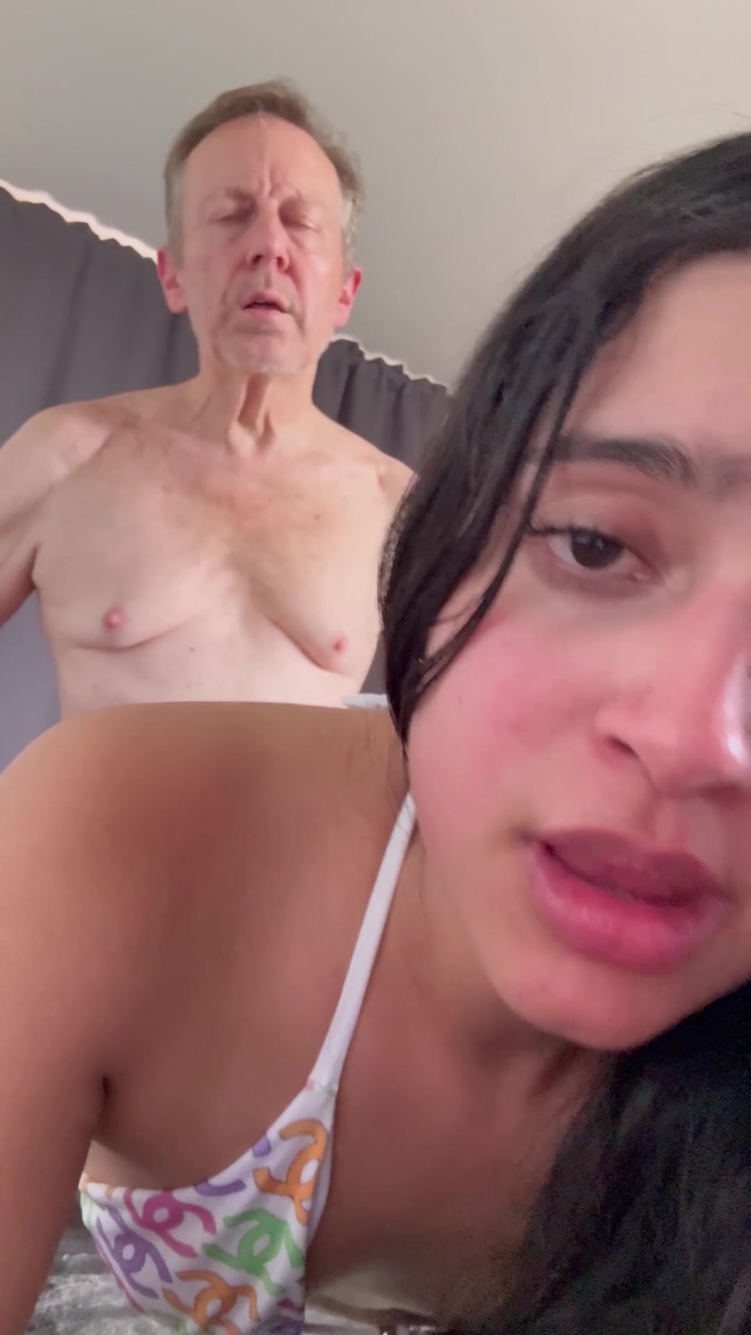 Watch my face as he enters my pussy from behind - free porn video