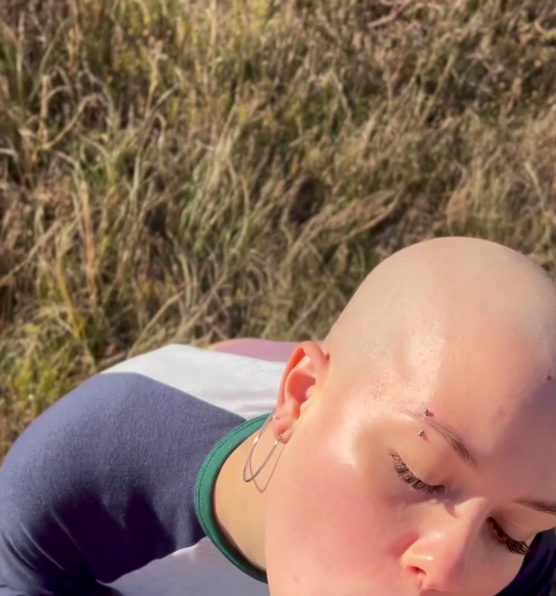 Baldhead beauty enjoys a cock outdoor - free porn video