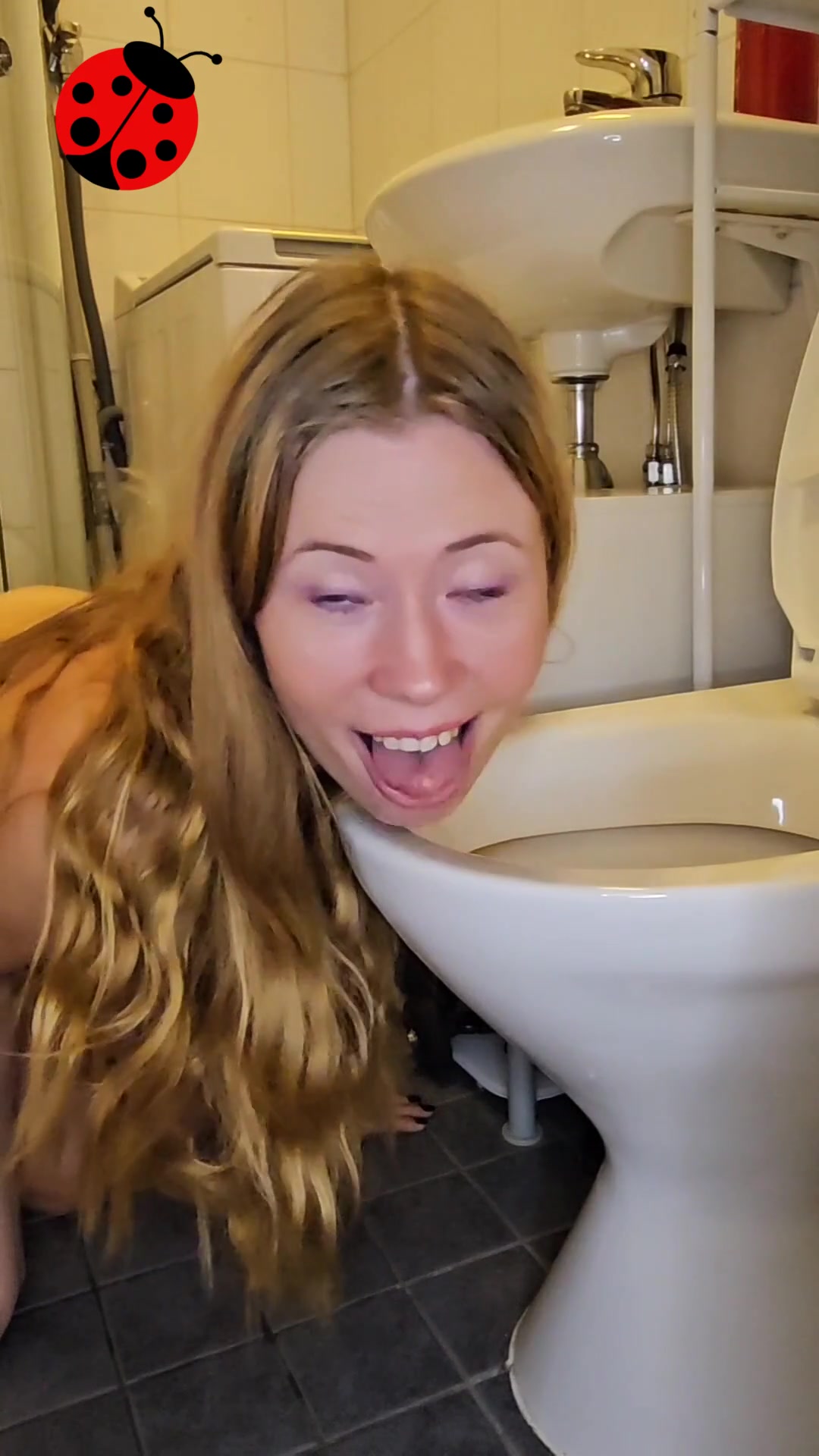 Licking your toilet clean with my tongue - free porn video