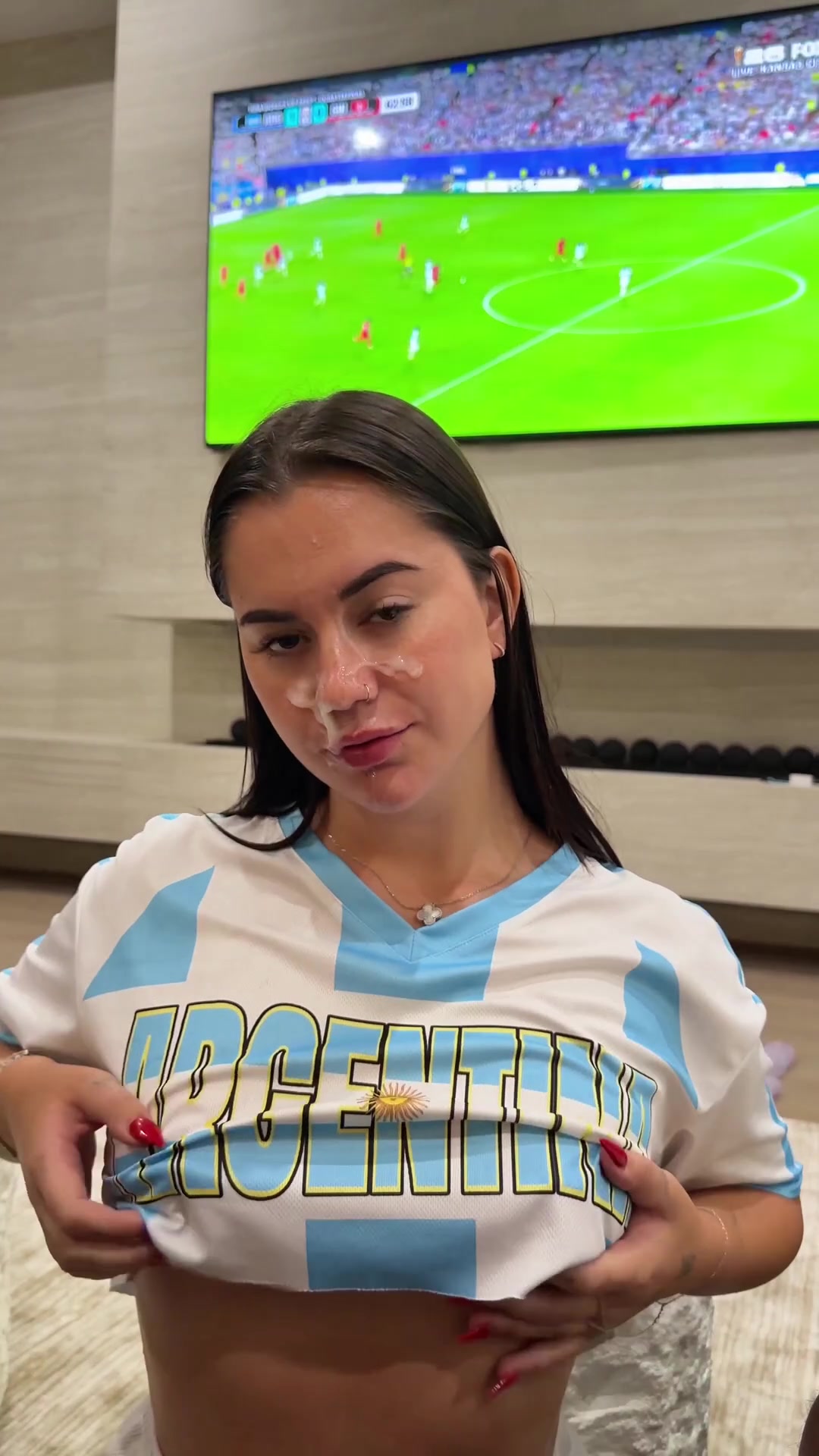 Showing off my World Cup facial - free porn video