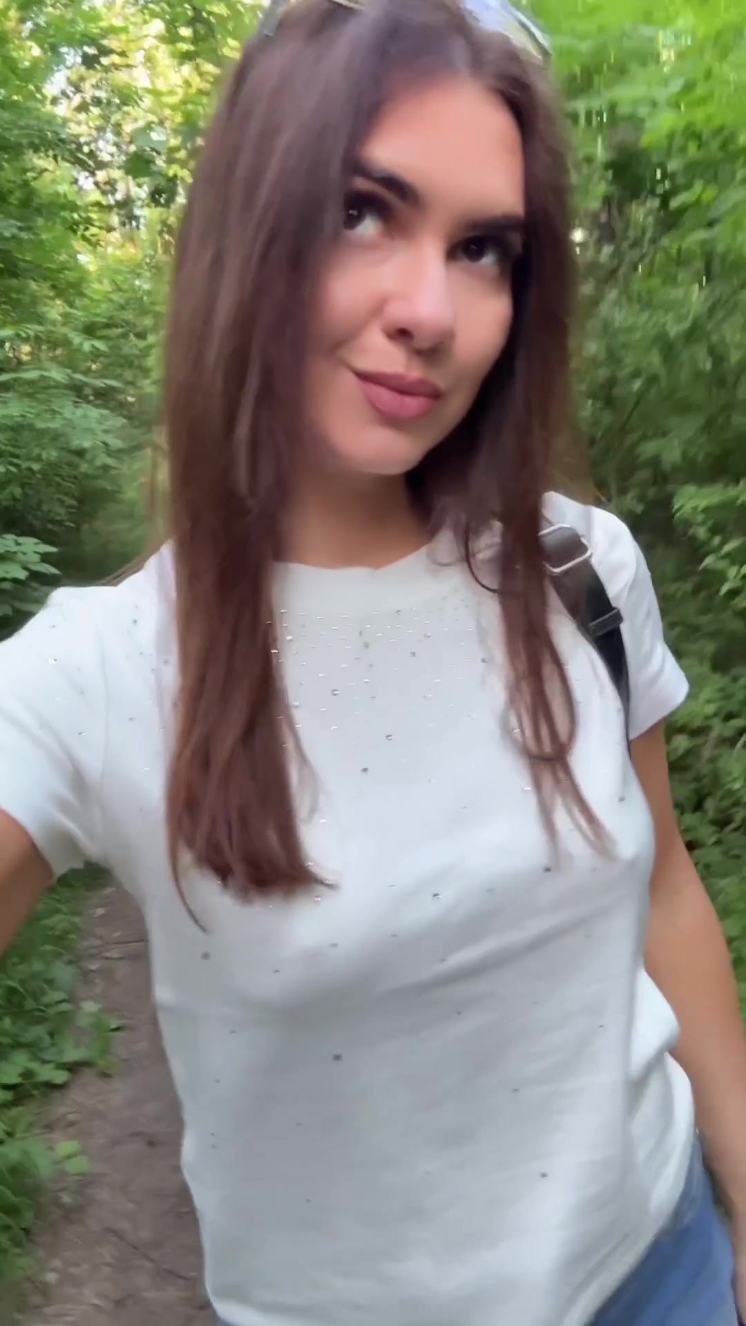 Fucking the great outdoors with my tits out - free porn video