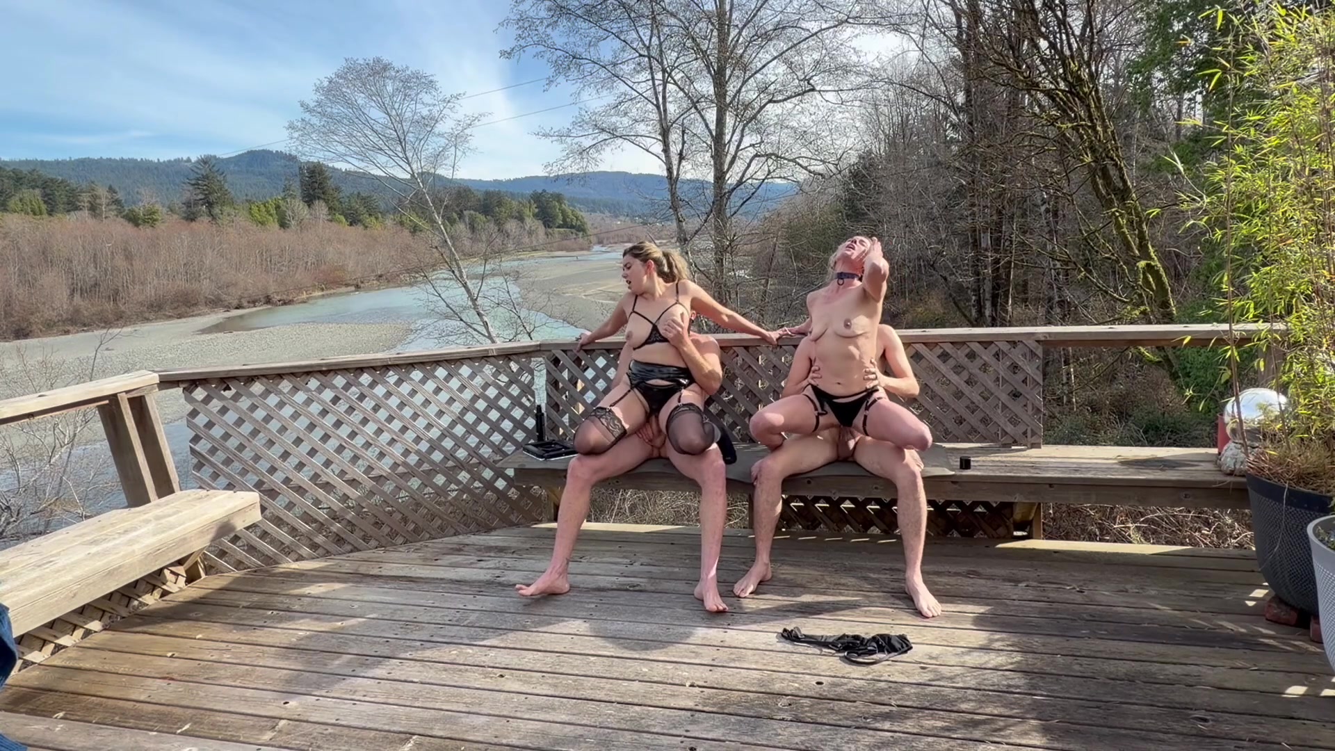 Fucked eachother husbands while people went by on their boats - free porn video