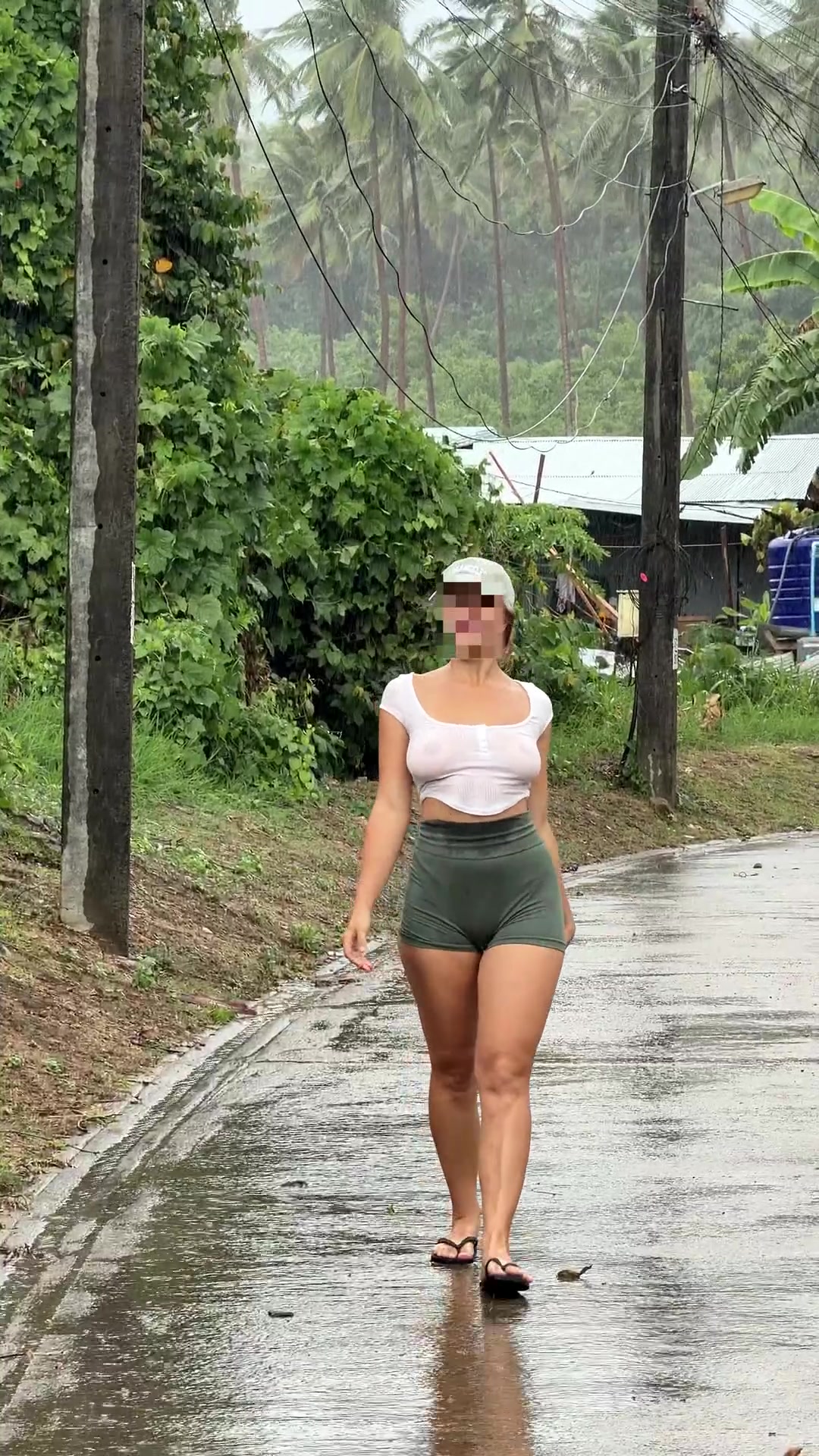 Flaunting my wet assets right on the open road - free porn video
