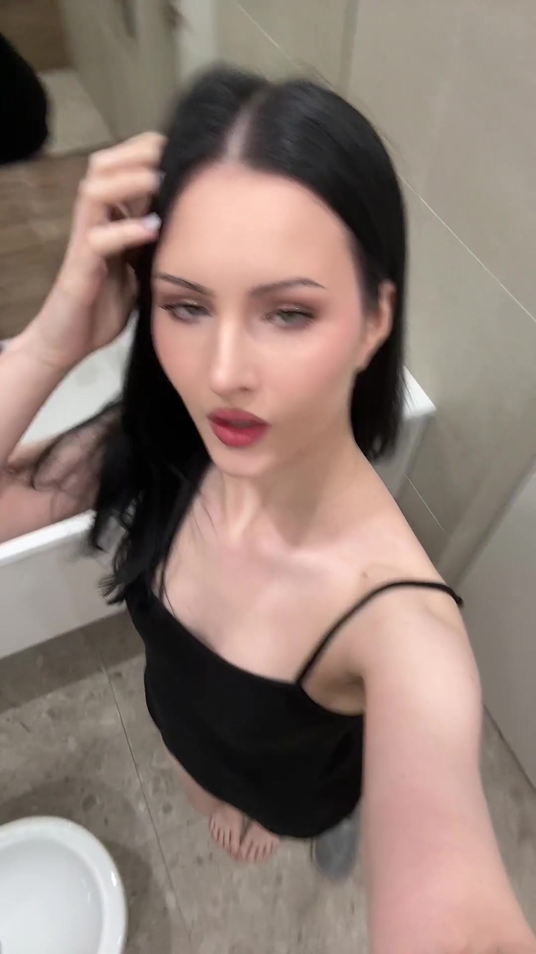 I like to show my pale tits wherever I go - free porn video