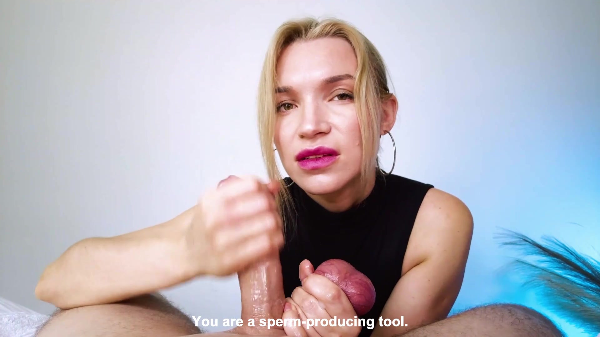 my hand squeezes his balls while i stroke his cock i know he is about to cum and i love it - free porn video