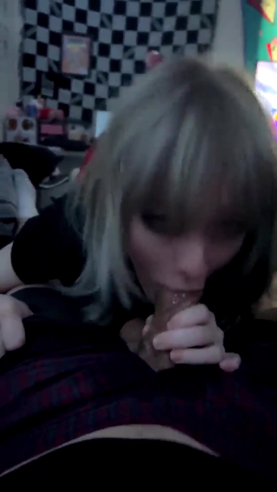 POV: Your goth roommate giving you a sloppy blowjob. What's the source? - free porn video