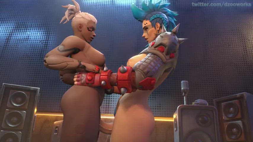 Sojourn x Junker Queen (dzooworks) [Overwatch] - free porn video