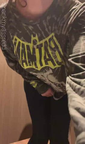 After a few drinks I can’t help show off in the bathroom stall [gif] - free porn video