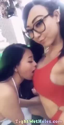 Lesbian Asian cuties = Instant hard on - free porn video