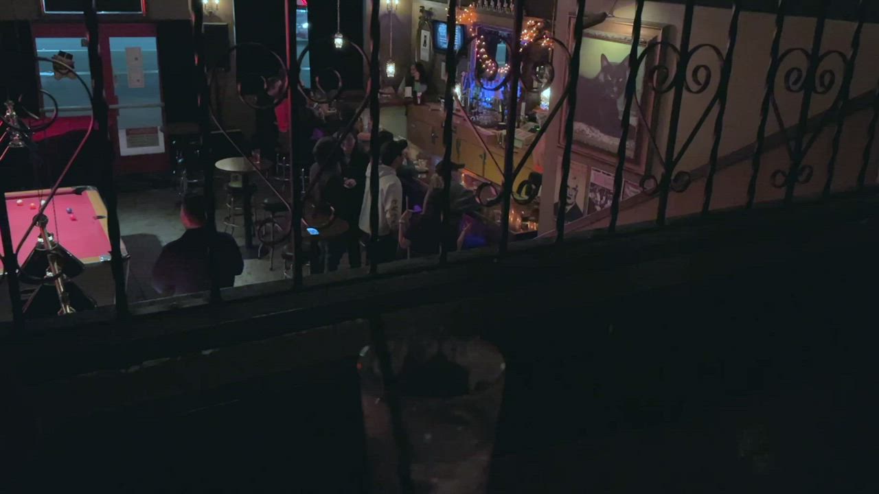 Taking off my panties and playing in a crowded bar. [gif] - free porn video