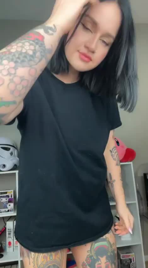 I love wearing baggy t-shirts so no one knows i'm hiding this underneath... - free porn video