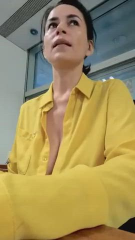 Showing my boobs at work... - free porn video