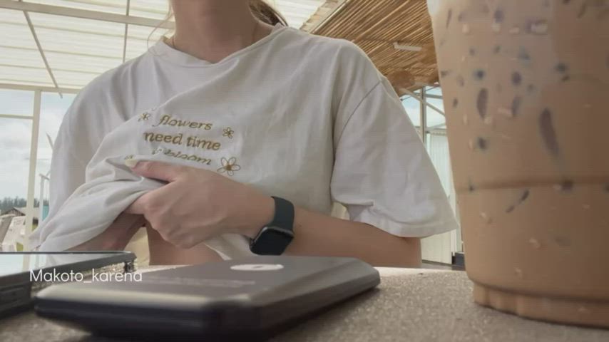 i got caught at coffee cafe.[GIF] - free porn video