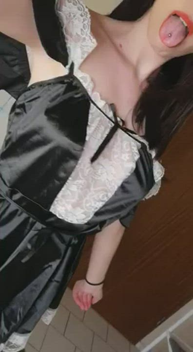 Just need a bit of your cum to complete my slutty housemaid outfit - free porn video