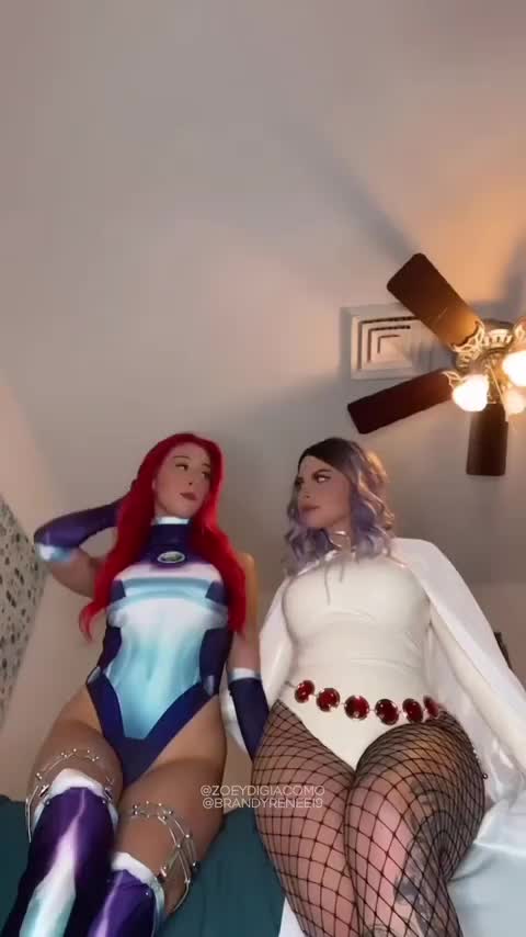 Starfire & White Raven On/Off from below (Zoey&Brandy) [Teen Titans] - free porn video