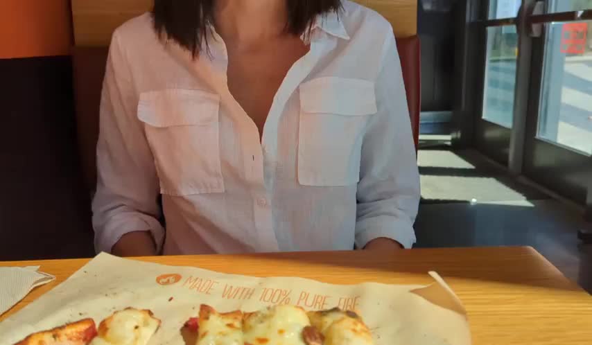 Caught flashing at the restaurant [GIF] - free porn video