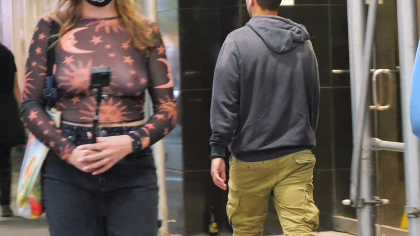 Big titties slow-mo bounce in public - free porn video