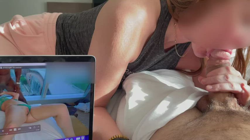 My boyfriend was more than happy when I sucked him off while he watched DFWKnight stretch my pussy out. - free porn video