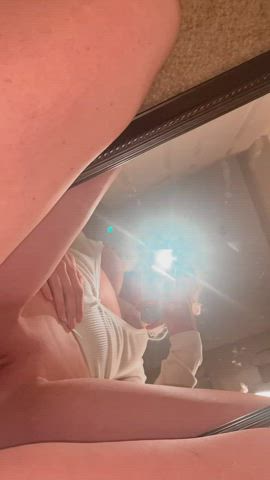 I love watching my pussy as I ride a dildo - free porn video