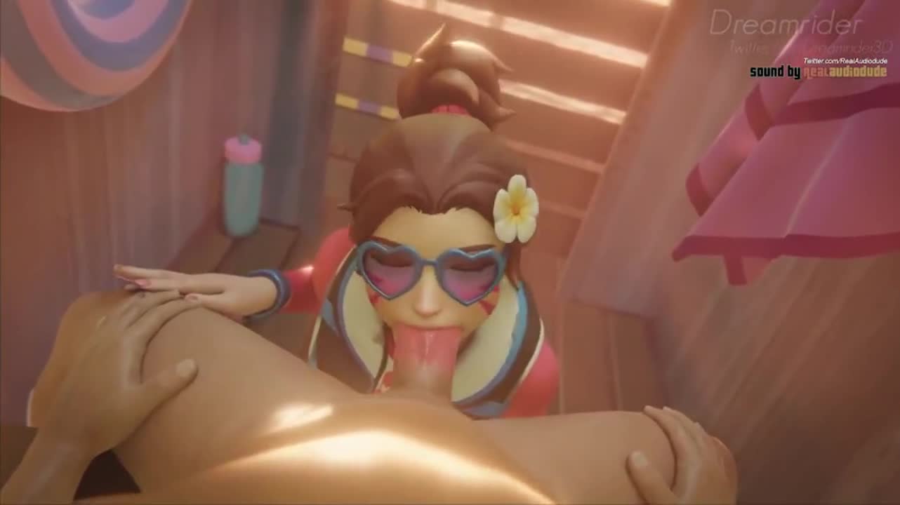 D.va Beach BJ (Dreamrider3D, Audiodude) [Overwatch] - free porn video