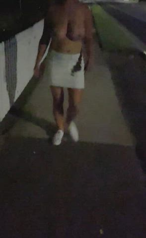 Walking and bouncing down the road - free porn video