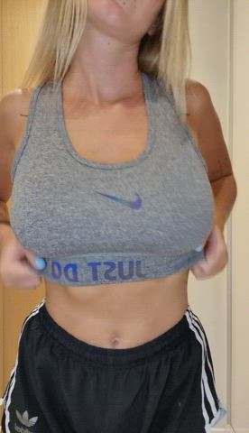did you think my bust would be this big hidden under my sports bra - free porn video