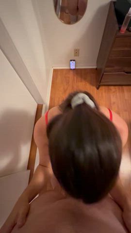 I get on my knees right when he walks in the door - free porn video