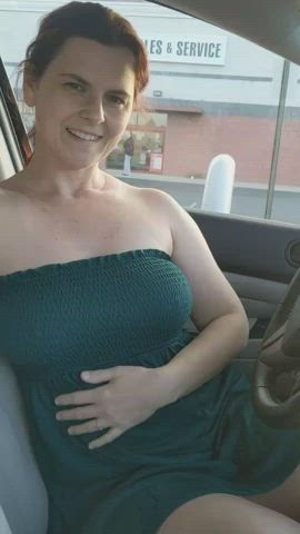 Would you want to take a break from running errands to suck on my tits?? - free porn video