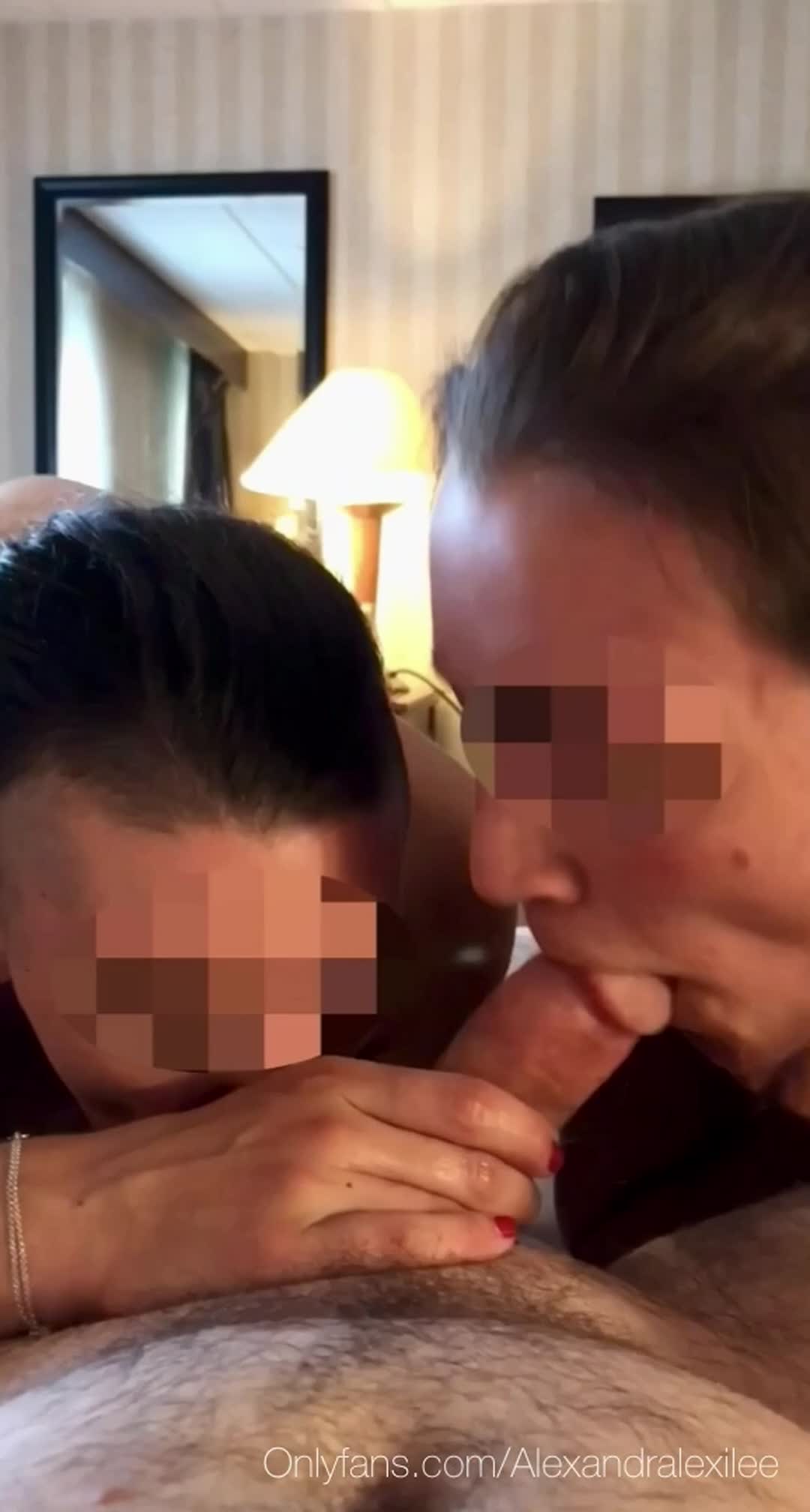 Kissing and sharing one lucky guys cock - free porn video