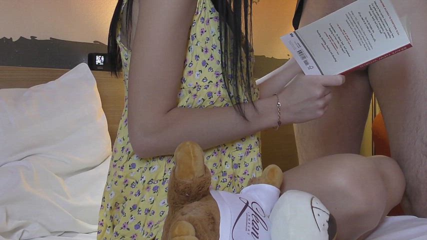 Amazingly sexy, hot and all natural big tits brunette plays with a guy big cock and balls to have as much as precum possible by ignoring in a bored ignored hotel room - free porn video
