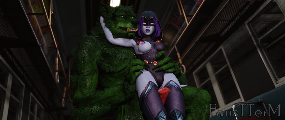 Raven Werewolf ThighJob (FausTTerM)[Teen Titans] - free porn video