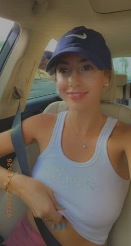 Driving home with my titties out hehe - free porn video