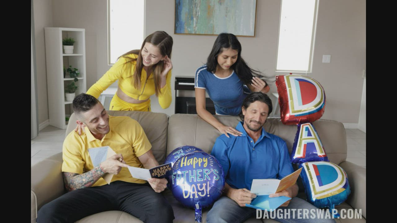 Penelope Woods & Kourtney Rae - Swap Daughters on Father's Day - free porn video
