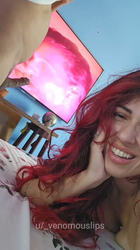 Pathetic cuck, watching me blowing a BBC on the TV and pretending he is the one getting sucked. - free porn video