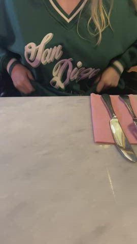 Restaurants are more fun with my tits out [gif] - free porn video