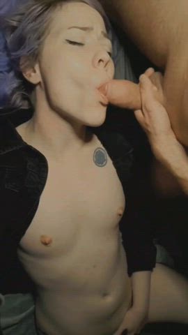 Asked my roommate to tease my mouth with his cock head while I edged - free porn video
