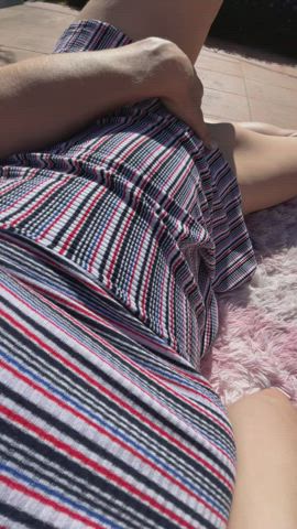 POV girl masturbating outside in cute dress. [F] - free porn video