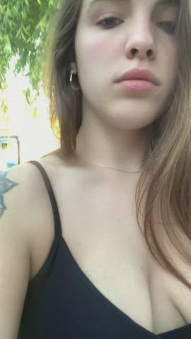 My next flash, got way too horny during my walk... There were people in front of me haha, I love the risk…hopefully you like my teen tits - free porn video