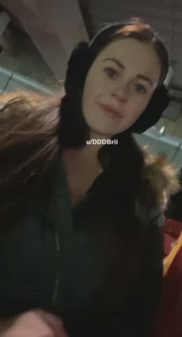 Showing off my hard nipples at the football game 🏈😜 [GIF] - free porn video