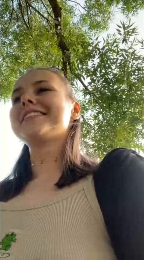 Gooning around for strangers at park - free porn video